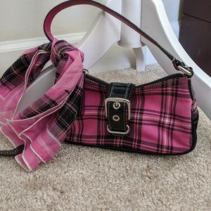 Coach mini plaid purse w/scarf